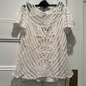Lauren lace top with separate cami lining, White/Ivory, 12